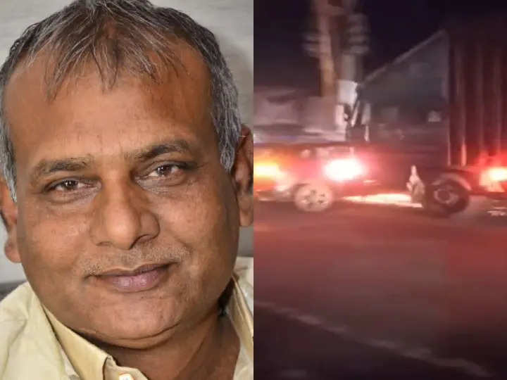 समाजवादी पार्टी के जिलाध्यक्ष देवेंद्र सिंह यादव की कार को ट्रक ने मारी टक्कर